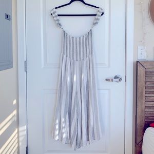 Grey and White Striped Widelegged jumpsuit